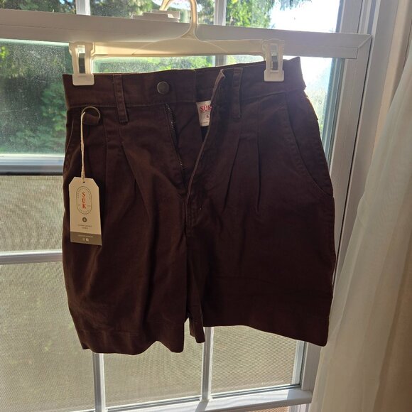 High Waist Brown Shorts - Picture 1 of 3